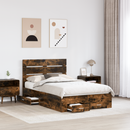 vidaXL Ágykeret fiókkal fejtámlával Füstölt tölgy 135 x 190 cm Faanyag