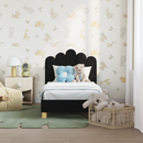 vidaXL Gyerekágy keret fejtámlával Fekete 70 x 140 cm Szövet