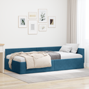 vidaXL Sarokágy keret fejtámlával Kék 90 cm x 200 cm Bársony