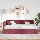 vidaXL Sarokágy keret Bordó 90 x 190 cm szövet