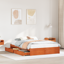 vidaXL Ágykeret fiókkal Faggyú barna 150 x 200 cm Tömör fenyőfa
