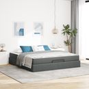 vidaXL Ágykeret matraccal 2 pcs Homályos Szürke szövet