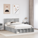 vidaXL Ágykeret polcokkal tárolóval Beton Szürke 150 x 200 cm Faanyag