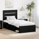 vidaXL Ágykeret fejtámlával Fekete 90 x 200 cm Tömör fenyőfa