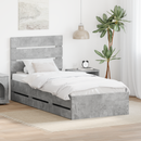 vidaXL Ágykeret fiókkal tárolóval Beton Szürke 90 x 200 cm Mérnöki Fa
