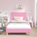vidaXL Gyerekágy kerettel fejtámlával Rózsaszín 90 x 190 cm szövet