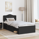vidaXL Ágykeret fejtámlával Fekete 90 x 200 cm Tömör fenyőfa