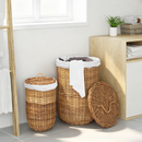 vidaXL Fedeles mosókosár 2 pcs Természetes Barna Kubu rattán