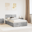vidaXL Ágykeret fejtámlával fiókkal Beton Szürke 120 x 190 cm Faanyag