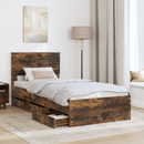 vidaXL Ágykeret fiókkal tárolóval Füstölt tölgy 90 x 190 cm Mérnöki Fa