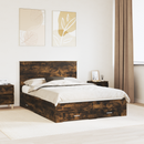 vidaXL Ágykeret fejtámlával fiókkal Füstölt tölgy 135 x 190 cm Faanyag
