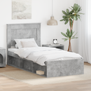 vidaXL Ágykeret fejtámlával Beton Szürke 100 x 200 cm Tömör fenyőfa