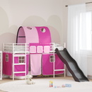 vidaXL Gyerekek Loft Ágykerete Fehér és rózsaszín 100 x 190 cm Fém