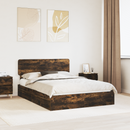vidaXL Tárolós Ágy fejtámlával Füstölt tölgy 160 x 200 cm Faanyag