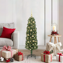 vidaXL Mű karácsonyfa 150 LED-del Zöld 120 cm PVC, acél és műanyag