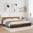 vidaXL Ágykeret LED -es lámpákkal Öreg fa 200 x 200 cm Faanyag