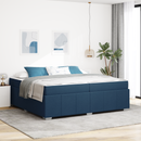 vidaXL Ágykeret matracmal Kék 200 x 200 cm szövet