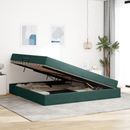 vidaXL Ágy tárolóval és matraccal Sötétzöld 200 x 200 cm Bársony