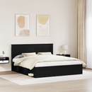 vidaXL Ágykeret fejtámlával Fekete 200 x 200 cm Tömör fenyőfa