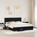 vidaXL Ágykeret fejtámlával fiókkal Fekete tölgy 180 x 200 cm Faanyag