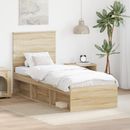vidaXL Ágykeret fejtámlával Sonoma tölgy 75 x 190 cm Tömör fenyőfa