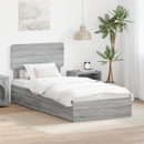 vidaXL Tárolós Ágy fejtámlával Szürke Sonoma 75 x 190 cm Faanyag