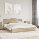 vidaXL Tárolós Ágy fejtámlával Sonoma tölgy 180 x 200 cm Faanyag