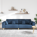vidaXL Kanapé párnával Kék 250 x 77 x 76 cm szövet