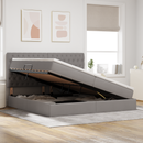 vidaXL Ágy tárolóval és matraccal Tópszínű 200 x 200 cm Poliészter