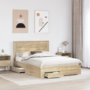 vidaXL Ágykeret fiókkal fejtámlával Sonoma tölgy 150 x 200 cm Faanyag