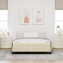 vidaXL Boxrugós ágy matracmal Krém 160 x 200 cm szövet