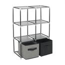 Komód szövet fiókokkal, fekete/barna/szürke, CAMILO TYP 2