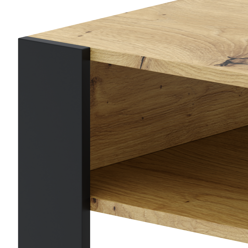 Dohányzóasztal, artisan tölgy/fekete, CARA 1