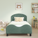 vidaXL Gyerekágy kerettel fejtámlával Tengeri Zöld 90 x 190 cm Bársony