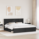 vidaXL Ágykeret fejtámlával Fekete 200 x 200 cm Tömör fenyőfa