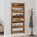 vidaXL Cipőszekrény polcokkal 2 pcs Régi fa 84 x 18 x 90 cm Faanyag