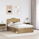 vidaXL Ágykeret fejtámlával Művészi tölgy 135 x 190 cm Tömör fenyőfa