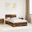vidaXL Ágykeret fejtámlával fiókkal Öreg fa 120 x 190 cm Faanyag