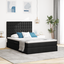 vidaXL LED tárolós ágy matraccal Fekete 140 x 190 cm Szövet