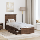 vidaXL Tárolós Ágy fejtámlával fiókkal Barna Tölgy 75 x 190 cm Faanyag