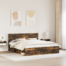 vidaXL Ágykeret fejtámlával Füstölt tölgy 180 x 200 cm Tömör fenyőfa