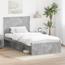 vidaXL Ágykeret fejtámlával Beton Szürke 100 x 200 cm Tömör fenyőfa
