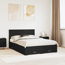 vidaXL Ágykeret fiókkal fejtámlával Fekete 140 x 190 cm Szerelt Fa