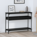 vidaXL Konzolasztal polcokkal Musta tammi 100 x 29 x 75 cm Faanyag