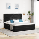 vidaXL LED tárolós ágy matraccal Fekete 180 x 200 cm Bársony