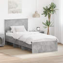vidaXL Ágykeret fejtámlával Beton Szürke 120 x 123 cm Faanyag