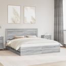 vidaXL Ágykeret fiókkal Szürke Sonoma 200 x 200 cm Mérnöki Fa