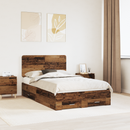 vidaXL Ágykeret fejtámlával fiókkal Öreg fa 120 x 190 cm Faanyag