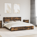 vidaXL Tárolós Ágy fejtámlával Füstölt tölgy 180 x 200 cm Faanyag