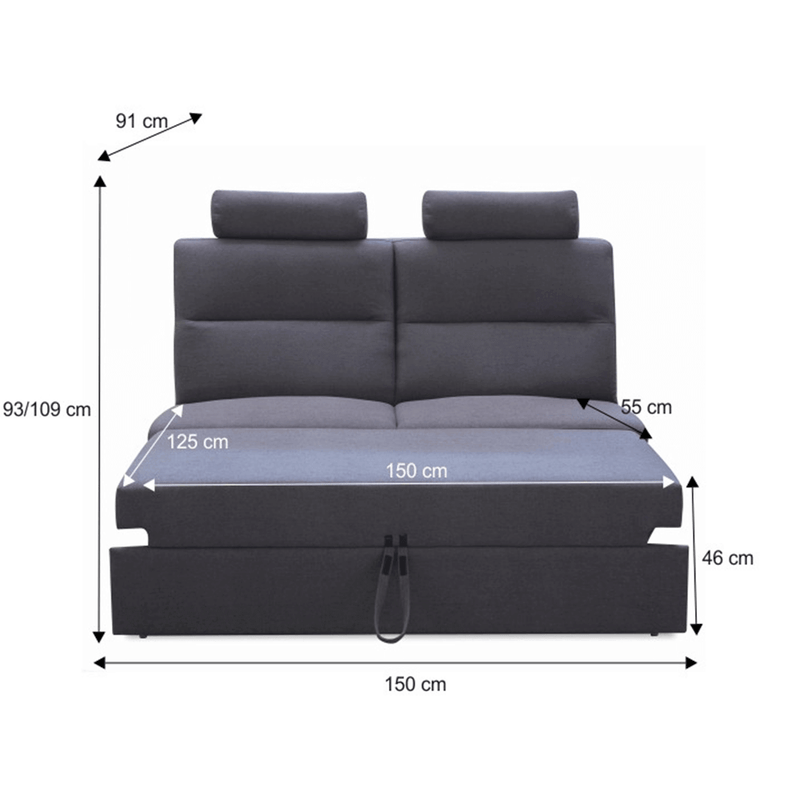 Kinyitható rész fejtámlákkal, szürke szövet, csak rendelésre, BORN 3 BB ZF ZZ